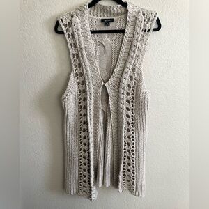 Elegant Beige Knit Cardigan Vest